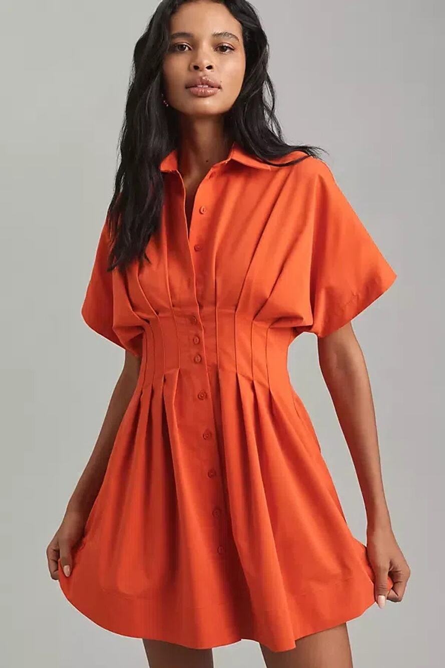 Anthropologie Exquise Womens 3X The Tobie Mini Shirt Dress Contemporary Modern